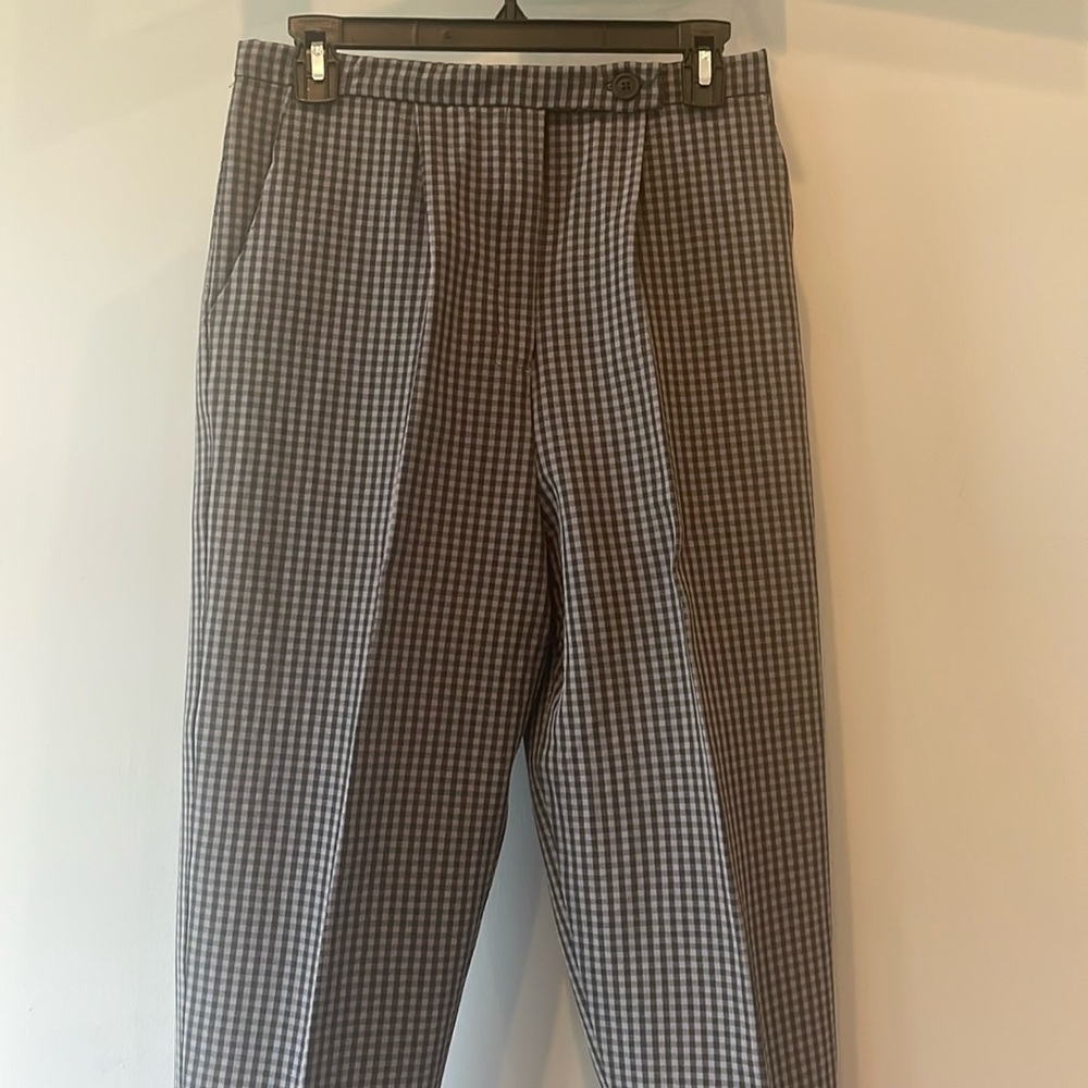 Black & grey checkered handmade vintage pants ladies medium like new